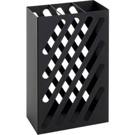 HAKU Schirmständer, mit Motiv-Stanzung und Abtropfschale, B 300 x T 160 x H 480 mm, Metall, schwarz