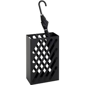 HAKU Schirmständer, mit Motiv-Stanzung und Abtropfschale, B 300 x T 160 x H 480 mm, Metall, schwarz