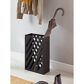 HAKU Schirmständer, mit Motiv-Stanzung und Abtropfschale, B 300 x T 160 x H 480 mm, Metall, schwarz