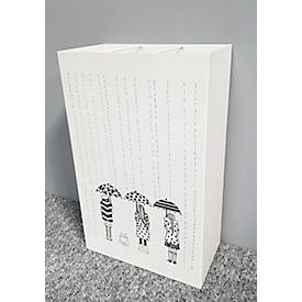 HAKU Schirmständer, mit Motivdruck und Abtropfschale, B 300 x T 160 x H 480 mm, Metall, weiß