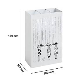 HAKU Schirmständer, mit Motivdruck und Abtropfschale, B 300 x T 160 x H 480 mm, Metall, weiß