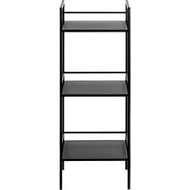 HAKU stellingkast, 3 legborden, elk met een draagvermogen tot 8 kg, B 350 x D 250 x H 950 mm, staal/metaal, zwart
