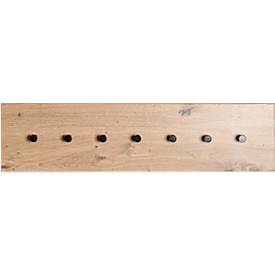 HAKU wandkapstok, 7 haken, elk met een draagvermogen van 3 kg, B 800 x D 50 x H 200 mm, hout/metaal, licht eiken decor/zwart