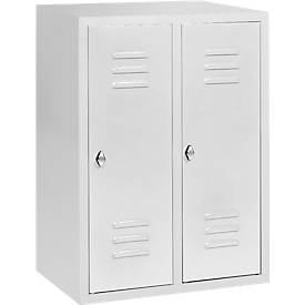 Halbhoher Kleiderspind, 2 Abteile, 300 mm, Drehriegelverschluss, lichtgrau/lichtgrau