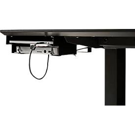 Halterung für Laptop/Dockingstation, horizontal, für 1 Laptop 13-15″ und 1 Dockingstation mit B 164-240 mm, Metall, tiefschwarz RAL 9005