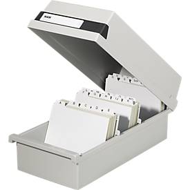 HAN Karteikasten, Kunststoff, DIN A4 quer, mit Deckel, grau