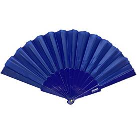 Handfächer, Kunststoffgriff und -stäbe, recyceltes Polyester, 410 x 220 mm, blau