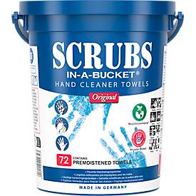 Handreinigungstücher SCRUBS® IN-A-BUCKET®, mit Orangenduft, blau, Nachfüll-Spendereimer mit 72 Stück Inhalt