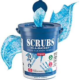 Handreinigungstücher SCRUBS® IN-A-BUCKET®, mit Orangenduft, blau, Nachfüll-Spendereimer mit 72 Stück Inhalt