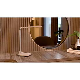 Hansa-by-styro Lumina LED-Tischleuchte, dimmbar, zuschaltbarer Lichtsensor, 3 Farbtemperaturen, Weiß