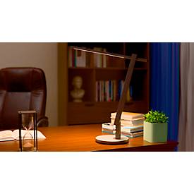 Hansa-by-styro Lumina LED-Tischleuchte, dimmbar, zuschaltbarer Lichtsensor, 3 Farbtemperaturen, Weiß