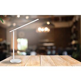 Hansa LED Tischleuchte Halo, 6 Watt, mit Standfuß, Memoryfunktion, 3 Farbtemperaturen, dimmbar, weiß