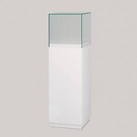 Haubenvitrine, Standvitrine mit weißem Sockel, für die effektvolle Präsentation