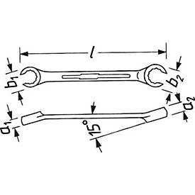 HAZET Doppelringschlüssel 612, SW 24x27 mm, L 260 mm, CV-Stahl, verchromt, DIN 3118