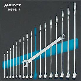 HAZET Werkzeugmodul 163-98/17, 17-teilig, Ringmaulschlüssel-Satz, SW 6-24 mm, Tractionsprofil, Modulgröße 344 x 342 mm