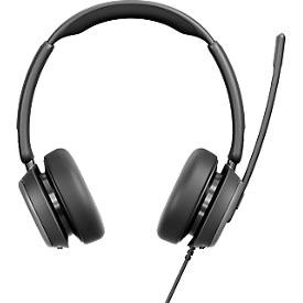 Headset EPOS IMPACT 860 ANC, binaural, kabelgebunden, USB-C auf USB-A, UC-optimiert, 4 Mikrofone + hybrides adaptives ANC, Transporttasche, schwarz
