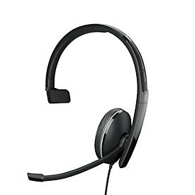 Headset EPOS|Sennheiser ADAPT 135T USB II, einseitig, USB-A, UC-optimiert & zertifiziert für Microsoft Teams, 3,5 mm Klinkenstecker, Ohrpolster aus Kunstleder, schwarz
