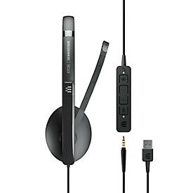 Headset EPOS|Sennheiser ADAPT 135T USB II, einseitig, USB-A, UC-optimiert & zertifiziert für Microsoft Teams, 3,5 mm Klinkenstecker, Ohrpolster aus Kunstleder, schwarz