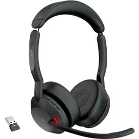Headset Jabra Evolve2 55, Ladestation, Reichweite bis 30 m, bis 10 h, MS-Teams optimiert, Stereo, schwarz