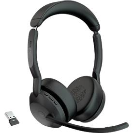Headset Jabra Evolve2 55, Ladestation, Reichweite bis 30 m, bis 10 h, MS-Teams optimiert, Stereo, schwarz