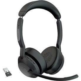Headset Jabra Evolve2 55, Ladestation, Reichweite bis 30 m, bis 10 h, UC-optimiert, Stereo, schwarz