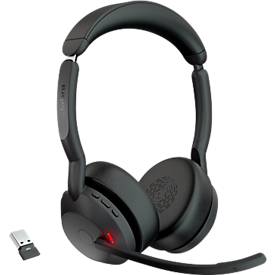 Headset Jabra Evolve2 55, Ladestation, Reichweite bis 30 m, bis 10 h, UC-optimiert, Stereo, schwarz