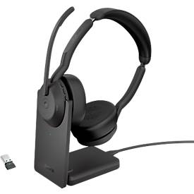 Headset Jabra Evolve2 55, Ladestation, Reichweite bis 30 m, bis 10 h, UC-optimiert, Stereo, schwarz