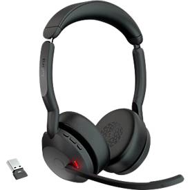 Headset Jabra Evolve2 55 link380a Stereo, Reichweite bis 30 m, bis 10 h, MS-Teams optimiert, schwarz