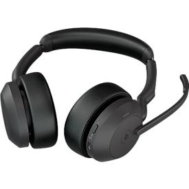 Headset Jabra Evolve2 55 link380c Stereo, mit Ladestation, Reichweite bis 30 m, bis 10 h, MS-Teams optimiert, schwarz