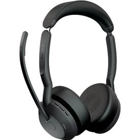 Headset Jabra Evolve2 55 link380c Stereo, mit Ladestation, Reichweite bis 30 m, bis 10 h, UC-optimiert, schwarz
