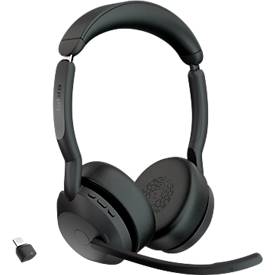 Headset Jabra Evolve2 55 link380c Stereo, mit Ladestation, Reichweite bis 30 m, bis 10 h, UC-optimiert, schwarz