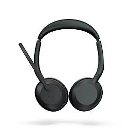 Headset Jabra Evolve2 55 link380c Stereo, mit Ladestation, Reichweite bis 30 m, bis 10 h, UC-optimiert, schwarz