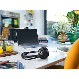 Headset Jabra Evolve2 55 link380c Stereo, Reichweite bis 30 m, bis 10 h, UC-optimiert, schwarz