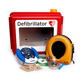 HeartSine Komplettset Defibrillator SAM 360P, beheizbarer Wandkasten, In- und Outdoor