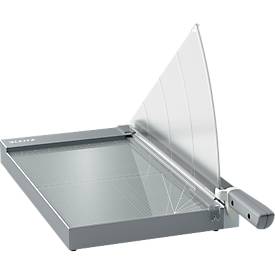 Hebelschneider Leitz Precision Office Pro A4+, bis A4, bis 25 Blatt, beleuchtete Schneidkante, Ableselineal, Klingenschutz, Edelstahl und Glas