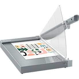 Hebelschneider Leitz Precision Office Pro A4+, bis A4, bis 25 Blatt, beleuchtete Schneidkante, Ableselineal, Klingenschutz, Edelstahl und Glas