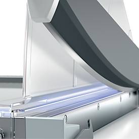 Hebelschneider Leitz Precision Office Pro A4+, bis A4, bis 25 Blatt, beleuchtete Schneidkante, Ableselineal, Klingenschutz, Edelstahl und Glas