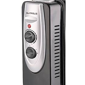 Heizgerät Gutfels HR 32009 sw, 800/1200/2000 W, 3 Stufen, 9 Rippen, Tragegriff, Thermostat, Transportrollen, B 410 x T 230 x H 540 mm, schwarz