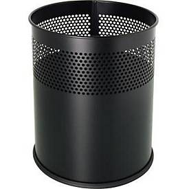 HELIT Papierkorb the dot H2515795, 15 l, Ø 25,7 x H 32,1 cm, rund, Metall schwarz, Lochdekor, matt