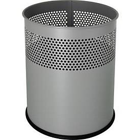 HELIT Papierkorb the dot H2515799, rund, Metall, silber, 15 l, Ø 25,7 x H 32,1 cm, mattes Lochdekor