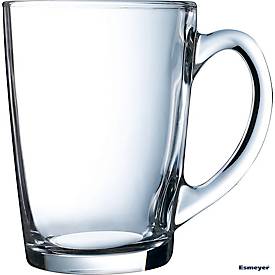 Henkelbecher aus Glas, Volumen 0,32 l, Ø 82 x H 110 mm, Luminarc transparent, 6 Stück