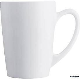 Henkelbecher aus Glas, Volumen 0,32 l, Ø 82 x H 110 mm, Opalglas weiß, 6 Stück