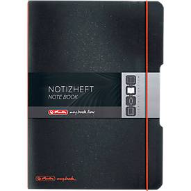 Herlitz Notizbuch my.book, Format DIN A4, Kunststoff, 2 x 40 Blätter kariert/liniert, schwarz