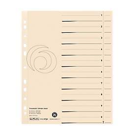 herlitz® Trennblätter, A4, Recycling-Karton, Eurolochung, Registeraufdruck, chamoisgelb, 10 Stück