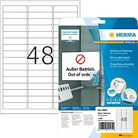 Herma Etiketten Nr. 10005, 63,5 x 16,9 mm, ablösbar, selbstklebend, Papier, weiß, 1200 Stück