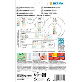 HERMA Klebepunkte 2252, Ø 19 mm, selbstklebend, permanenthaftend, per Hand beschreibbar, 1280 Stück auf 32 Blatt, FSC®-Papier, rot