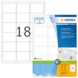 Herma Premium-Adressetiketten Nr. 4265 auf DIN A4-Blättern, 1800 Etiketten, 100 Bogen