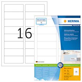 Herma Premium-Adressetiketten Nr. 4479 auf DIN A4-Blättern, 1600 Etiketten, 100 Bogen
