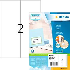 Herma Premium-Adressetiketten Nr. 4658, 105 x 297 mm, selbstklebend, permanenthaftend, bedruckbar, Papier, weiß, 200 Stü