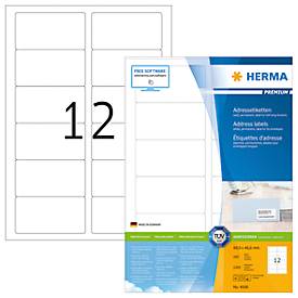 Herma Premium-Adressetiketten Nr. 4666 auf DIN A4-Blättern, 1200 Etiketten, 100 Bogen